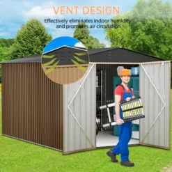Large Metal Storage Sheds,8X 8 FT Outdoor Storage Shed, With Reinforced Sloping And Lock,Waterproof，for Backyard, Garden Patio Lawn -Living Aura Store GUEST 00337cf2 6ca0 4975 964d 003ac6d977fc
