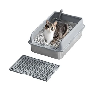 Stainless Steel Cat Litter Box With Lid, Large Litter Box For Big Cats Non-Stick Stainless Steel Cat Boxes With Double Layer Litter Mat And Scoop 9 Stainless Steel Cat Litter Box With Lid, Large Litter Box For Big Cats Non-Stick Stainless Steel Cat Boxes With Double Layer Litter Mat And Scoop - Image 9