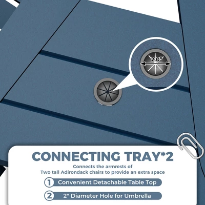 Patio HDPE Adirondack Chairs, Outdoor Tall Seating, For Deck, Balcony, Backyard, Patio Bar Stool Chair, Blue 5 Patio HDPE Adirondack Chairs, Outdoor Tall Seating, For Deck, Balcony, Backyard, Patio Bar Stool Chair, Blue - Image 5