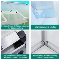 6x8 FT Greenhouses For Outdoors, Heavy Duty Aluminum Green House With Polycarbonate Roof, Sliding Door, Adjustable Vent For Garden, Backyard, Natural -Living Aura Store GUEST 024d5ae7 2f5f 442f 8c6a 6a79d29627a4