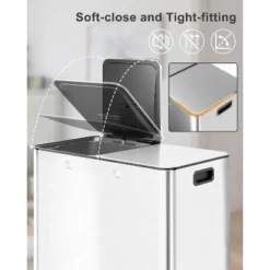 60L/16 Gal Kitchen Trash Can With Separate Lids,2×8 Gal Pedal Trash Bin With Removable Basket,Stainless Steel Garbage Can For Kitchen Office 8 60L/16 Gal Kitchen Trash Can With Separate Lids,2×8 Gal Pedal Trash Bin With Removable Basket,Stainless Steel Garbage Can For Kitchen Office -Living Aura Store GUEST 02b1b5c9 ff9e 41f9 b823 d758acbcdd2b