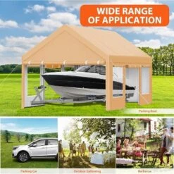13 X 20 FT Metal Carport, With Side-Opening Door & Roll-Up Windows, All-Inclusive Metal Carport, Outdoor Portable Garage Shelters Tents, Yellow -Living Aura Store GUEST 03a8bf70 663d 49f6 94d9 4dee29d493d0