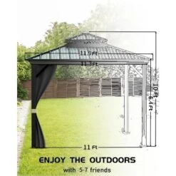 12' X 12' Hardtop Gazebo, Aluminum Frame Canopy With Galvanized Steel Double Roof, Netting & Curtains, Outdoor Pergola For Patio, Lawn, Garden, Khaki 8 12' X 12' Hardtop Gazebo, Aluminum Frame Canopy With Galvanized Steel Double Roof, Netting & Curtains, Outdoor Pergola For Patio, Lawn, Garden, Khaki -Living Aura Store GUEST 0559d895 d183 4922 93c2 c0f749ddc8de