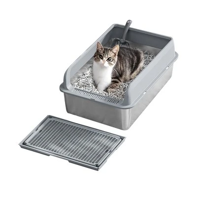Stainless Steel Cat Litter Box With Lid, Large Litter Box For Big Cats Non-Stick Stainless Steel Cat Boxes With Double Layer Litter Mat And Scoop 10 Stainless Steel Cat Litter Box With Lid, Large Litter Box For Big Cats Non-Stick Stainless Steel Cat Boxes With Double Layer Litter Mat And Scoop - Image 10