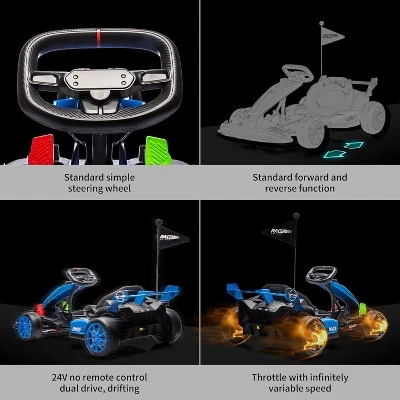 24V Electric Drift Kart For Kids, With Adjustable Seat & 8.5MPH Speed, EVA Silent Wheels, Parent-Safety Certified Ride-On Toy 3 24V Electric Drift Kart For Kids, With Adjustable Seat & 8.5MPH Speed, EVA Silent Wheels, Parent-Safety Certified Ride-On Toy - Image 3