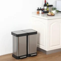 13 Gallon Step-Open Dual Trash And Recycling Bin With Soft-Close Lid, Minimalistic For Home, Kitchen, Laundry Room, Office, Without Inner Bucket -Living Aura Store GUEST 06f23127 1866 478e 918c 8c808afa0fd9