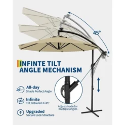 10FT Cantilever Umbrella, Base Included - For 2-6 People, 360-Degree Rotation & Infinite Tilt, Fade-Resistant Canopy For Deck Pool Garden Backyard 16 10FT Cantilever Umbrella, Base Included - For 2-6 People, 360-Degree Rotation & Infinite Tilt, Fade-Resistant Canopy For Deck Pool Garden Backyard -Living Aura Store GUEST 08c791eb b457 42e6 973a dd5caf67eedc