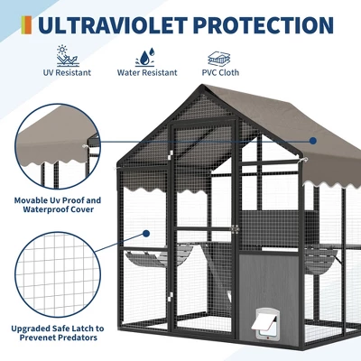 Aluminum Extra Large Catio Outdoor Cat Enclosure For Multiple Cats With Channels, Side Door 5 Aluminum Extra Large Catio Outdoor Cat Enclosure For Multiple Cats With Channels, Side Door - Image 5