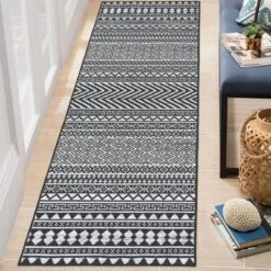 Modern Geometric Living Room Bedroom Area Rugs, Washable Soft Low Pile Floor Carpet With Stripped Lines For Dining Room