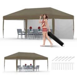 10x20 Heavy Duty Pop Up Canopy Tent With 2 Sidewalls, Outdoor Party, Market Stall, Camping, UV Protection, Waterproof, Roller Bag, 4 Weight Bags -Living Aura Store GUEST 0afae1ae 877b 4112 aba3 8131c47b6c2e