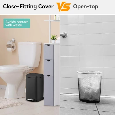 12L Bathroom Trash Can With Lid, Stainless Steel Kitchen Trash Can, Step-On Pedal, Fingerprint-Resistant Finish For Kitchen, Bathroom 3 12L Bathroom Trash Can With Lid, Stainless Steel Kitchen Trash Can, Step-On Pedal, Fingerprint-Resistant Finish For Kitchen, Bathroom - Image 3