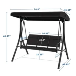 3-Seat Outdoor Porch Swing Chair, Patio Hanging Swing With Adjustable Canopy And Armrests 11 3-Seat Outdoor Porch Swing Chair, Patio Hanging Swing With Adjustable Canopy And Armrests -Living Aura Store GUEST 0cc9b1e8 1a17 4b86 94bd 9c9204245b4e