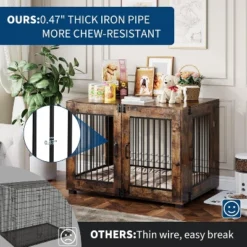 Wooden Dog Crate With Dual Locking Doors, Chew-Resistant Breed Indoor Kennel, Pet Cage End Table 14 Wooden Dog Crate With Dual Locking Doors, Chew-Resistant Breed Indoor Kennel, Pet Cage End Table -Living Aura Store GUEST 0d951a1f d7af 4742 9690 ac2737c30080