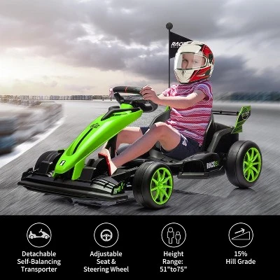 24V Kids Go Kart, 7.5mph Drift Car, 7Ah Battery 200Wx2 Motors, Adjustable 135lbs Max, Ages 6+ 1 24V Kids Go Kart, 7.5mph Drift Car, 7Ah Battery 200Wx2 Motors, Adjustable 135lbs Max, Ages 6+