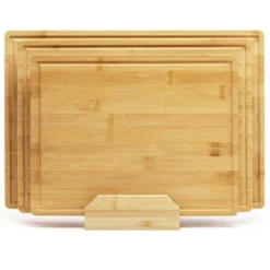 Bamboo Cutting Board Set Of 3, Chopping Board Set With Holder, Deep Juice Grooves, Inner Handles -Living Aura Store GUEST 0dbc5abd a0b7 4445 b773 0479384f3362