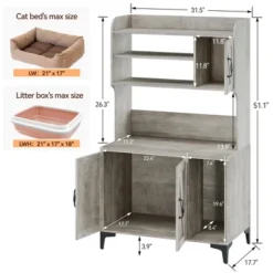 51.1" Large Wooden Cat Litter Box Enclosure | Storage Shelves | Hidden Design | Modern Indoor Cat Cabinet For Organized Storage & Odor Control -Living Aura Store GUEST 0f142d5d 3efd 43f8 8a7e 56ca8965a549