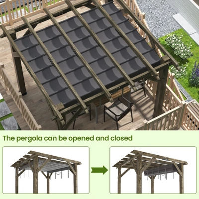 10'X 10' Cedar Wood Pergola, Retractable Shade Canopy, Durable, Rot Resistant,Solid Structure, Patio Pergola For Backyard, Deck, Garden 2 10'X 10' Cedar Wood Pergola, Retractable Shade Canopy, Durable, Rot Resistant,Solid Structure, Patio Pergola For Backyard, Deck, Garden - Image 2
