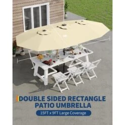 15FT Large Patio Umbrella With Base Included, Oversized Shade For 2-8 People, Double-Sided Rectangle Umbrella, Weighted Base For Pool, Deck, Backyard 13 15FT Large Patio Umbrella With Base Included, Oversized Shade For 2-8 People, Double-Sided Rectangle Umbrella, Weighted Base For Pool, Deck, Backyard -Living Aura Store GUEST 11574304 ab4b 422a 84d5 f305fc9d1bfd