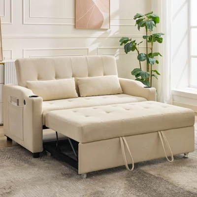 3 In 1 Convertible Sleeper Sofa Bed, Corduroy Couches With Pull-Out Bed, Adjustable Backrest, Charging Port , Modern Sofa For Living Room 7 3 In 1 Convertible Sleeper Sofa Bed, Corduroy Couches With Pull-Out Bed, Adjustable Backrest, Charging Port , Modern Sofa For Living Room - Image 7