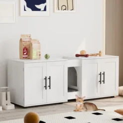 MDF PB Double Cage Cat Litter Cabinet With Dual Compartments, Durable Material, Spacious Design, Easy To Clean, And Stylish Appearance -Living Aura Store GUEST 13107301 27f8 403d 92d2 8dd6c54edd4f