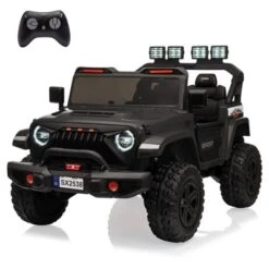 24V Kids Ride On Car, 4WD Electric Vehicle Truck With Remote Control, Ride On Truck With 3 Speeds, Led Lights, Bluetooth, For Boys Girls 3-10