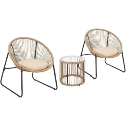 3 Piece Outdoor Seating Acapulco Chair Glass Top Side Table And 2 Chairs With Cushions PE Rattan All-Weather Patio Conversation Bistro Set 15 3 Piece Outdoor Seating Acapulco Chair Glass Top Side Table And 2 Chairs With Cushions PE Rattan All-Weather Patio Conversation Bistro Set -Living Aura Store GUEST 13839d1f e96c 4d8a a4ec e97b5c9ccc3f