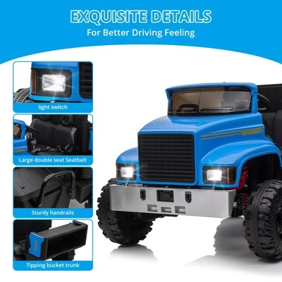 12V Electric Ride-On Truck Car With Remote Control, 4WD, Electric Dump Bed, 4x200W Motors, And 3 Speed Settings – 2-Seater Utv For Kids 4 12V Electric Ride-On Truck Car With Remote Control, 4WD, Electric Dump Bed, 4x200W Motors, And 3 Speed Settings – 2-Seater Utv For Kids - Image 4