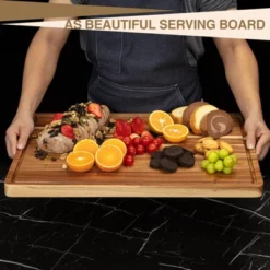 Large Acacia Wood Cutting Board, Reversible Charcuterie Board Cheese Board With Deep Groove -Living Aura Store GUEST 13e6fb78 d79e 4b14 b420 98408a77ea85
