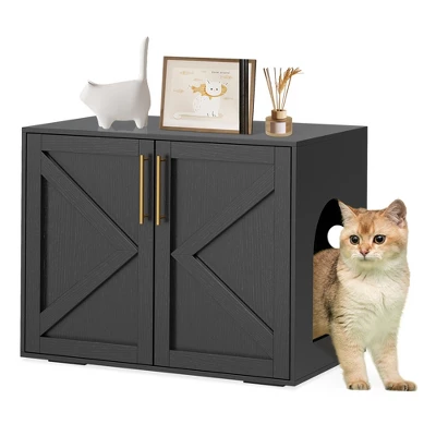 Cat Litter Box Enclosure Furniture, Hidden Wooden Litter Box Cabinet With Side Table Design 5 Cat Litter Box Enclosure Furniture, Hidden Wooden Litter Box Cabinet With Side Table Design - Image 5