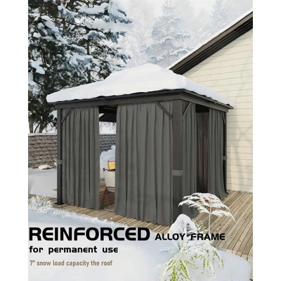 Outdoor Gazebo, Heavy Duty Hardtop Gazebo With Aluminum Frame, Double Roof Canopy, Curtains And Netting, Pergolas For Patios, Garden, Lawns 5 Outdoor Gazebo, Heavy Duty Hardtop Gazebo With Aluminum Frame, Double Roof Canopy, Curtains And Netting, Pergolas For Patios, Garden, Lawns - Image 5