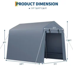 Outdoor Storage Shed 7x10 FT Carport With Roll-Up Zipper Door & Window, Waterproof & UV Resistant Portable Garage For Motorcycle, Bike, And Tools 14 Outdoor Storage Shed 7x10 FT Carport With Roll-Up Zipper Door & Window, Waterproof & UV Resistant Portable Garage For Motorcycle, Bike, And Tools -Living Aura Store GUEST 1756c8f7 fad9 4547 b8aa e694ca0e351f