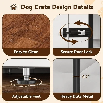 71" Large Dog Crate Furniture For 2 Dogs, Wooden Double Dog Crate, Indoor Dog Kennel TV Stand With Divider And Cushion For Large Medium Dogs,White 4 71" Large Dog Crate Furniture For 2 Dogs, Wooden Double Dog Crate, Indoor Dog Kennel TV Stand With Divider And Cushion For Large Medium Dogs,White - Image 4