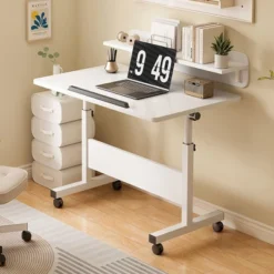 Standing Computer Desk With Wheels ，Height Adjustable，Mobile Computer Table Sit Stand Up For Work Office Home -Living Aura Store GUEST 1851d4e2 f9d7 4389 a4f2 1c0fe8857df2