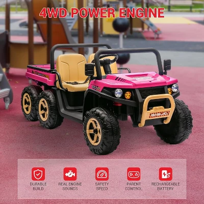 24V 2-Seater Kids Ride-On Dump Truck - Parent Remote Control, 4WD Power, Electric Dump Bed & Shovel, 6-Wheel Design For Ages 3+ 1 24V 2-Seater Kids Ride-On Dump Truck - Parent Remote Control, 4WD Power, Electric Dump Bed & Shovel, 6-Wheel Design For Ages 3+