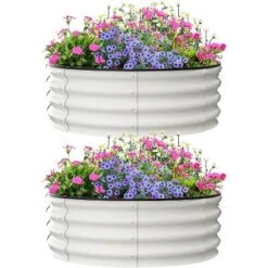 Galvanized Raised Garden Bed For Gardening, Round Metal Planter Box For Planting Plants Vegetables And Flower -Living Aura Store GUEST 18862c23 1bb2 4a76 ac45 9a4ac3c97ffa