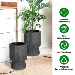 14.2" Tall Planters Set Of 2, Self Watering Pots With Built-in Drainage And A Water Level Monitor 14 14.2" Tall Planters Set Of 2, Self Watering Pots With Built-in Drainage And A Water Level Monitor -Living Aura Store GUEST 18b1ff4b c1be 4770 aed5 801fd313e8b9