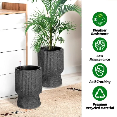 14.2" Tall Planters Set Of 2, Self Watering Pots With Built-in Drainage And A Water Level Monitor 6 14.2" Tall Planters Set Of 2, Self Watering Pots With Built-in Drainage And A Water Level Monitor - Image 6