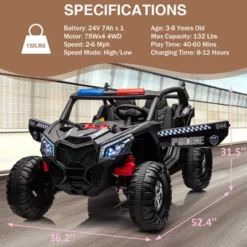 24V Kids Ride On UTV Car, Ride On Truck W/ Remote Control, Off-Road UTV Electric Toy Car With Spring Suspension,lights, Music For Boys Girls 3-8 -Living Aura Store GUEST 1a5a03c0 fac4 465a 8edd 465994425382