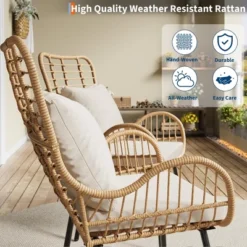 Set Of 2 All-Weather Wicker Patio Chairs, Outdoor Rattan Dining Chairs With Thick Cushions & High Backrest For Porch, Balcony, Garden, Brown 9 Set Of 2 All-Weather Wicker Patio Chairs, Outdoor Rattan Dining Chairs With Thick Cushions & High Backrest For Porch, Balcony, Garden, Brown -Living Aura Store GUEST 1b54f9ed 17b6 44b7 90aa c06bfbdb2c4b