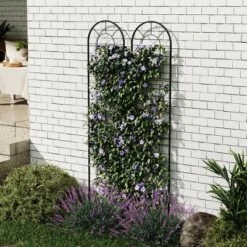 Metal Garden Trellis 55x12 Inch, Wrought Iron Garden Fence, Decorative Plant Trellis For Climbing Plants, Perfect For Patio Lawn Backyard