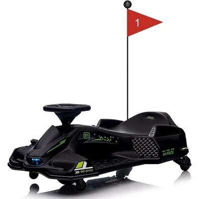 24V Kids Electric Drift Kart Toy With LED Lights, Music, USB Port, Speed Up To 7.5MPH & Low Battery Alarm 6 24V Kids Electric Drift Kart Toy With LED Lights, Music, USB Port, Speed Up To 7.5MPH & Low Battery Alarm - Image 6