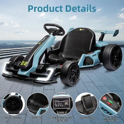 24V Electric Go Kart For Kids, With 2 * 150W Motors, Adjustable Seat, 8mph Speed, Led Lights, For Children Ages 6-15 3 24V Electric Go Kart For Kids, With 2 * 150W Motors, Adjustable Seat, 8mph Speed, Led Lights, For Children Ages 6-15 - Image 3