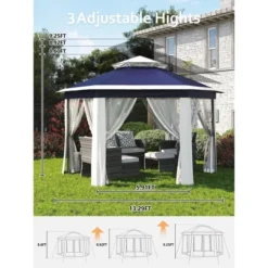 13x13 FT Hexagon Pop Up Gazebo W/ Mesh Windows, Instant Setup Canopy Tent For Outdoor Patio, Backyard, Garden & Events,w/Carry Bag, Adjustable Height -Living Aura Store GUEST 1de9ea4f e4d3 48f5 a31a 3e513e51ecb0