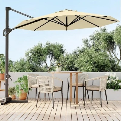 10FT Cantilever Umbrella Outdoor Patio Umbrella With Base And 360-Degree Rotation, Windproof 4 10FT Cantilever Umbrella Outdoor Patio Umbrella With Base And 360-Degree Rotation, Windproof - Image 4