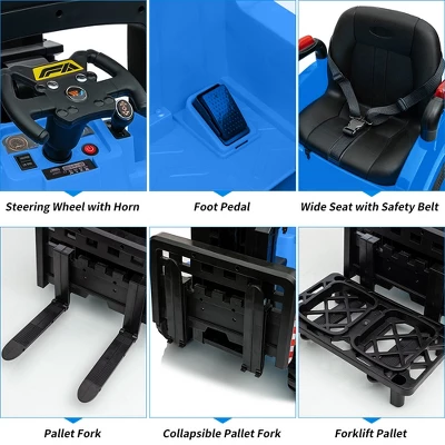 12V Kids Ride On Forklift Car, Electric Ride On Construction Car With Remote Control, Liftable Fork And Pallet, , Music Ride On Toy For Kids 2 12V Kids Ride On Forklift Car, Electric Ride On Construction Car With Remote Control, Liftable Fork And Pallet, , Music Ride On Toy For Kids - Image 2