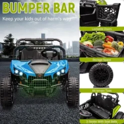 24v Ride On Toys For Big Kids - 2 Seater Kids UTV W/Parent Remote, 3.1 MPH, Music, LED Lights & Seat Belts - Over 3 Years -Living Aura Store GUEST 1f34774e fa6d 4bb8 aa41 dd3ed907cfcc