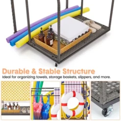 Outdoor Pool Towel Rack, 5 Bar Pool Towel Stand With Rattan Base, Towel Freestanding Rack For Poolside, Patio, Bathroom, Clothing Drying Rack 14 Outdoor Pool Towel Rack, 5 Bar Pool Towel Stand With Rattan Base, Towel Freestanding Rack For Poolside, Patio, Bathroom, Clothing Drying Rack -Living Aura Store GUEST 1f5633b1 5397 4034 8253 99836d1574b4