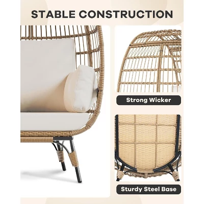 Modern DLEC03 Wicker Egg Chair - 350LBs Steel Frame & Plush Cushion, PE Rattan For Balcony/Patio/Living Room, Outdoor Lounge Chair 5 Modern DLEC03 Wicker Egg Chair - 350LBs Steel Frame & Plush Cushion, PE Rattan For Balcony/Patio/Living Room, Outdoor Lounge Chair - Image 5