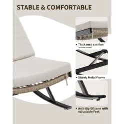 Outdoor Rocking Chair With Padded Cushion - Comfy Rocking Chair Lounge, Chaise Chair For Front Porch, Garden, Backyard, Lawn, Patio -Living Aura Store GUEST 20a6b3e2 c59e 4423 9487 bc3926323b79