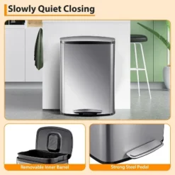 13 Gallon Step Trash Can, Stainless Steel Waste Bin With Removable Inner Bucket & Soft-Close Lid 11 13 Gallon Step Trash Can, Stainless Steel Waste Bin With Removable Inner Bucket & Soft-Close Lid -Living Aura Store GUEST 21583d41 676e 42ab b684 3069ee3a6c49